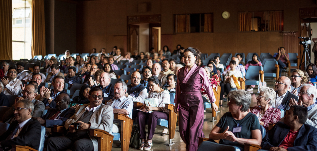 People sitting in an auditorium